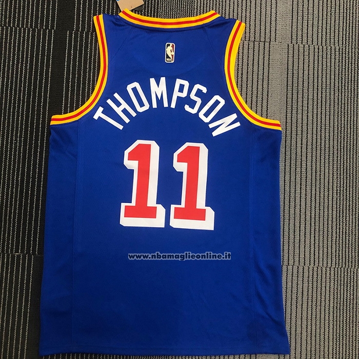 Maglia Golden State Warriors Klay Thompson #11 75th Anniversary Blu